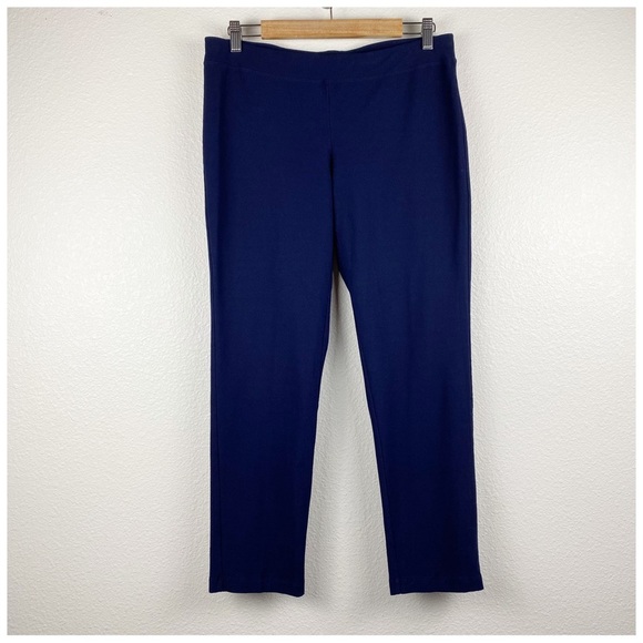 Eileen Fisher Washable Stretch Crepe‎ Pant Slim Fit Size Medium in Dark Blue - Picture 1 of 6